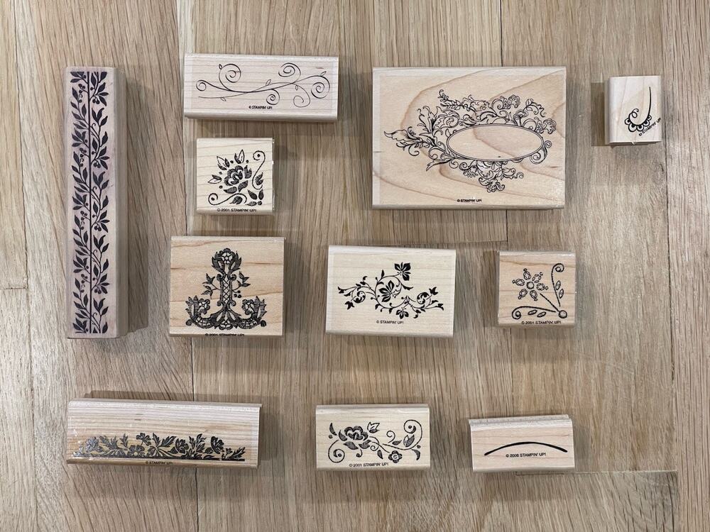 Border Trim Embelishments Rubber Stamp Set Lot of 11 Wood Wooden